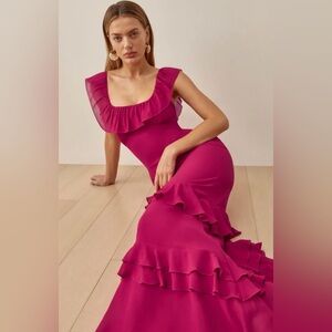 Reformation Tripoli Dress in Rhubarb